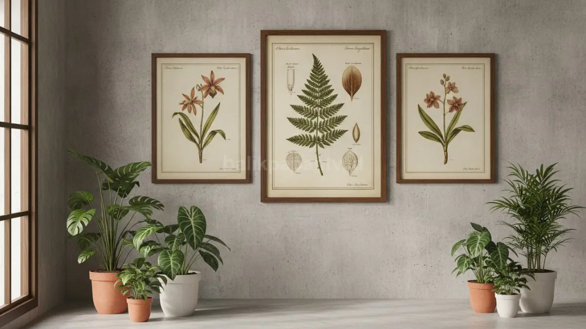 Vintage herbarium klasik menampilkan ilustrasi botani abad ke-18 dengan detail ilmiah dan label latin elegan.  (BTV/AI)