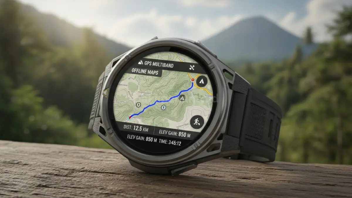 ADVAN Ultra Watch menampilkan fitur GPS multiband dan Offline Maps untuk aktivitas outdoor. (BTV/Ai)