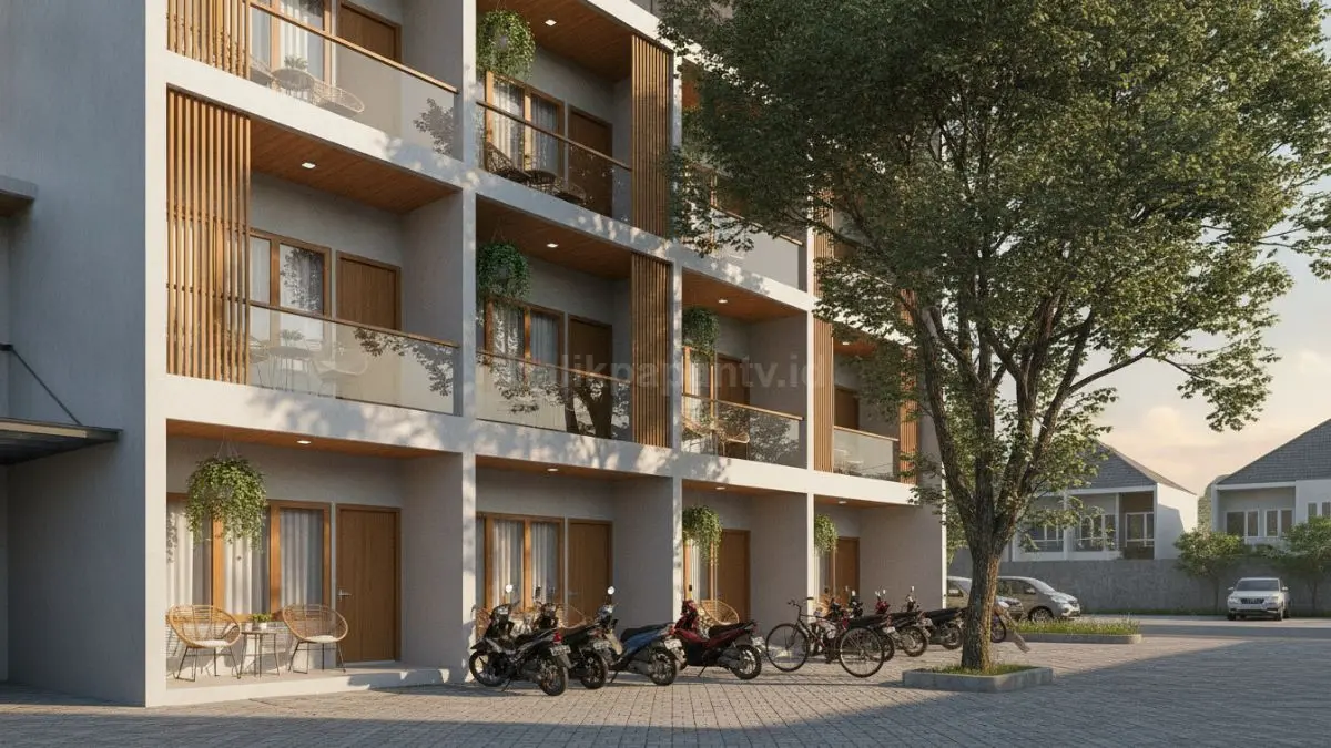 Balkon pribadi pada kamar kost modern menghadirkan ruang santai nyaman sekaligus meningkatkan daya tarik hunian. (BTV/Ai)
