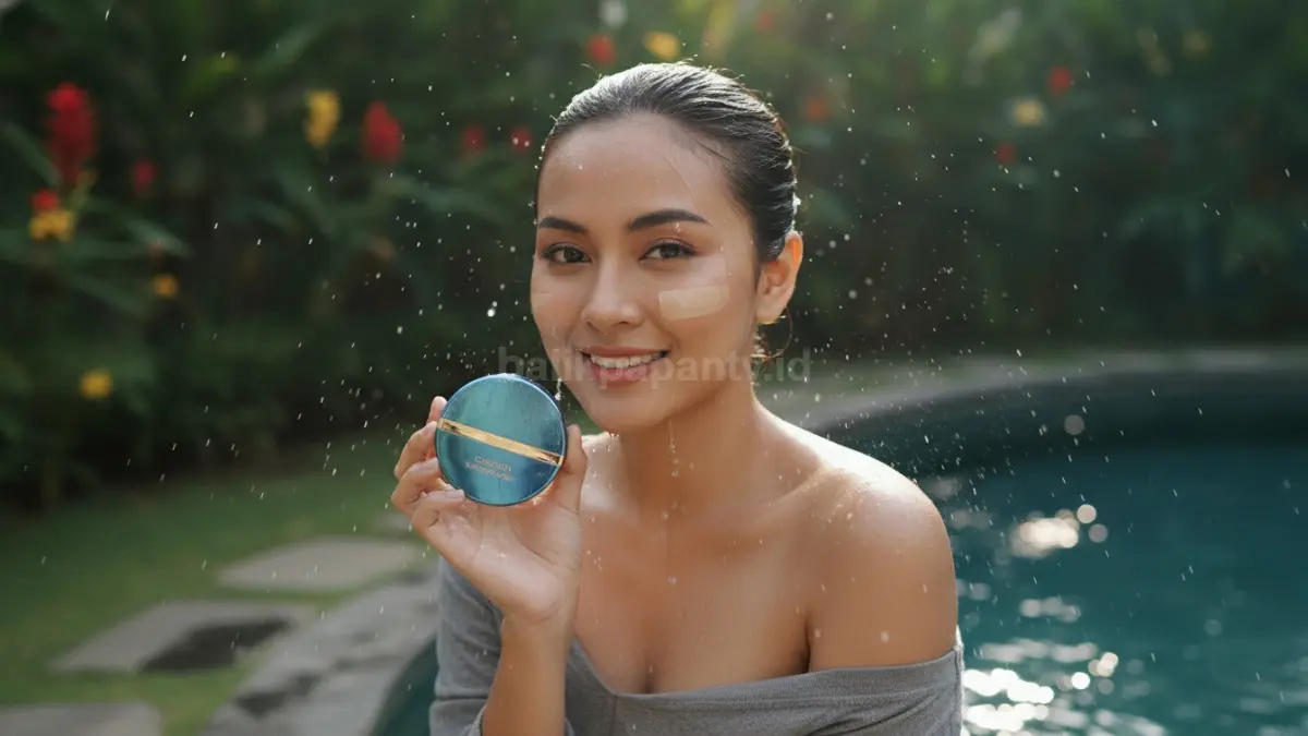 Cushion waterproof dengan hasil riasan rapi dan tahan lama untuk aktivitas harian.