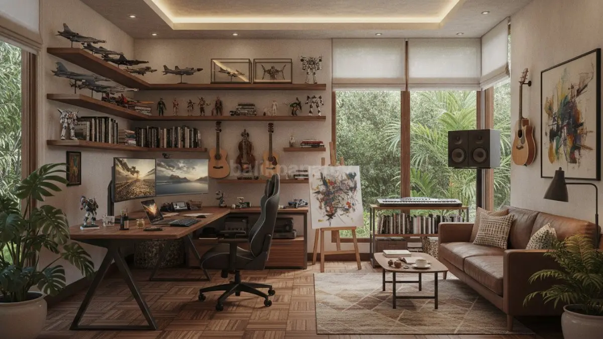 Hobby room koleksi menampilkan karya pribadi dan miniatur favorit sebagai ruang relaksasi nyaman. (BTV/Ai)
