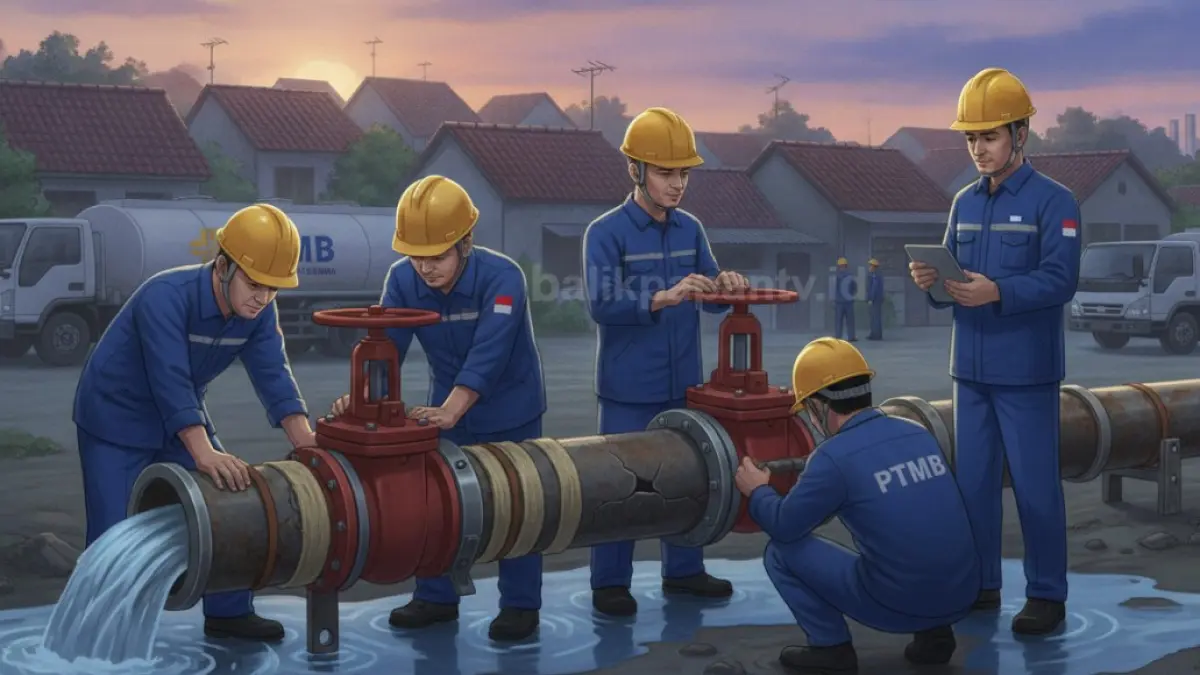 Ilustrasi Aktivitas perbaikan jaringan pipa distribusi air di Jalan Manunggal Balikpapan.