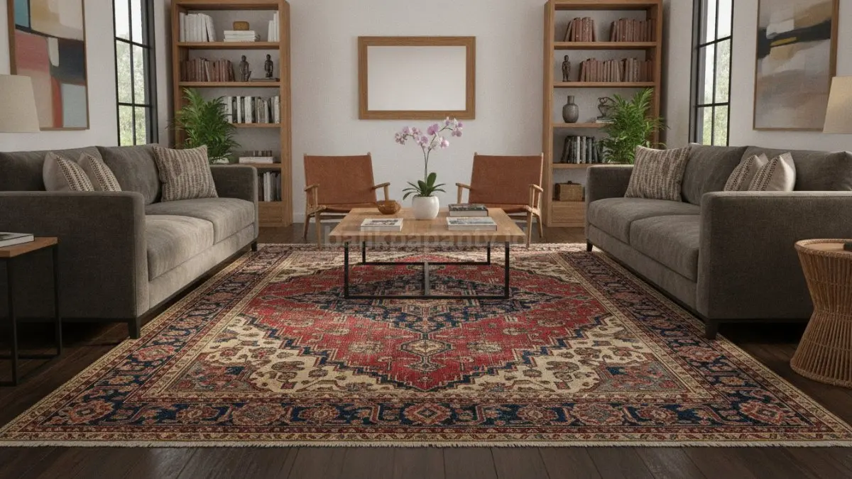 Karpet bergaya vintage menghadirkan karakter kuat, menambah kehangatan, dan memperkaya tampilan ruangan. (BTV/AI)