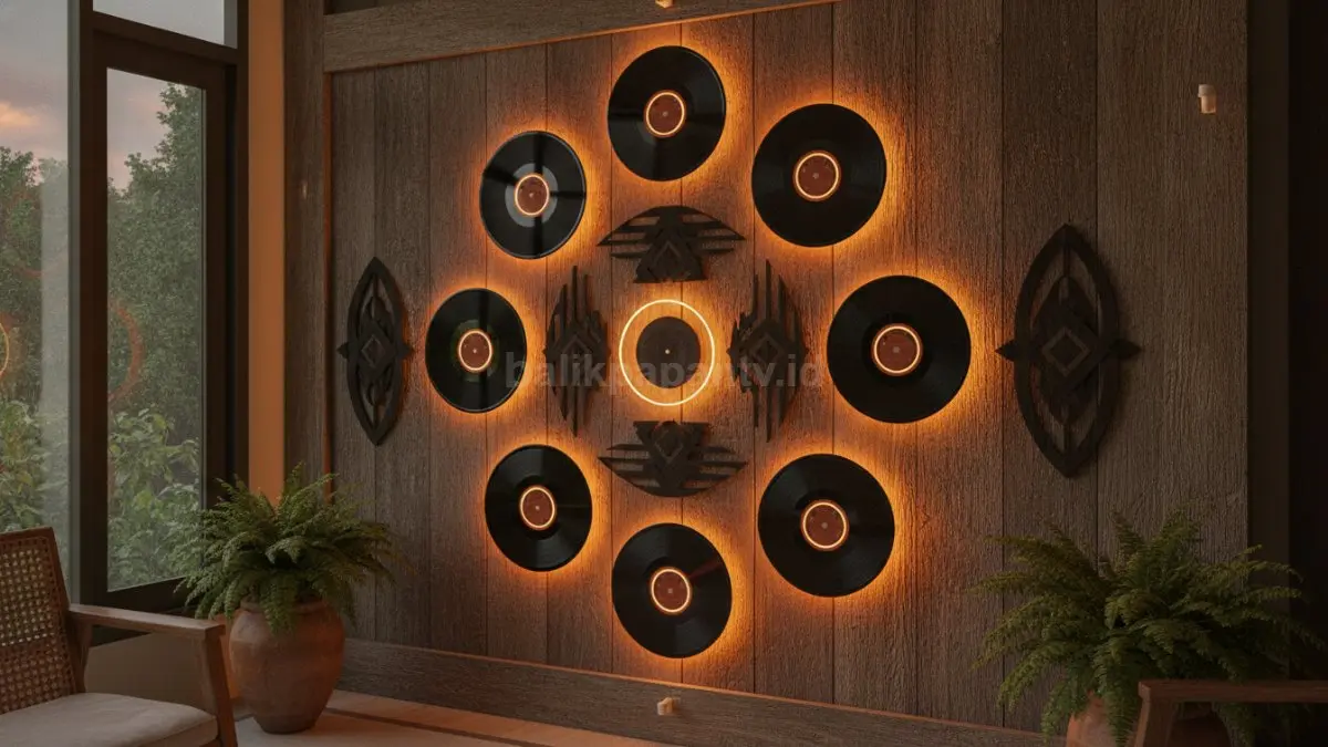 Kombinasi vinyl dan lampu dinding menghadirkan tekstur menonjol serta suasana ruangan lebih hidup.  (BTV/AI)