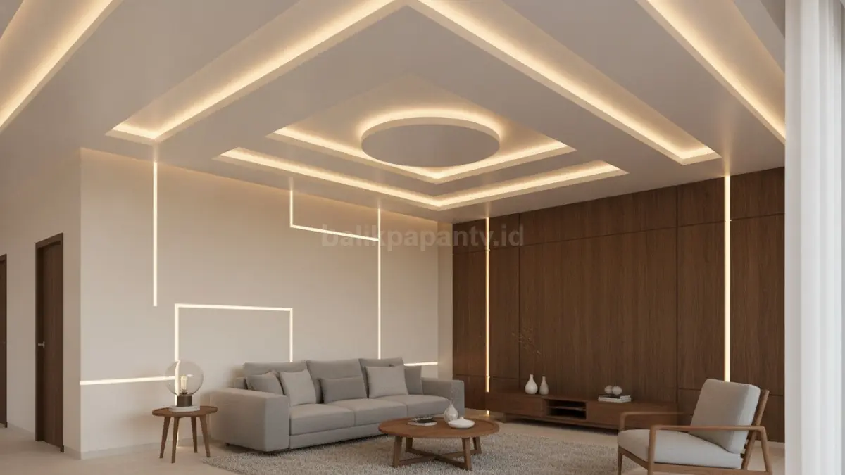 Lampu linear terintegrasi pada plafon menghadirkan pencahayaan merata, modern, elegan, dan fungsional untuk ruangan. (BTV/Ai)
