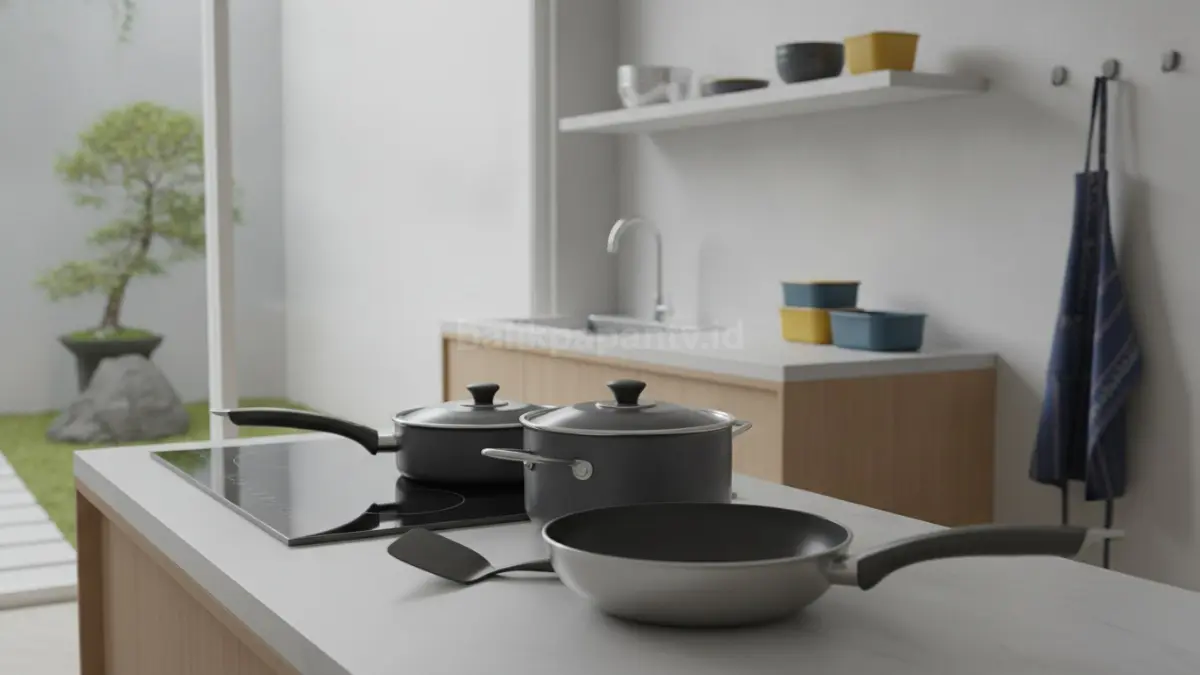 Panci aluminium anodized memiliki bobot ringan, tahan gores, dan mampu menghantarkan panas dengan baik untuk memasak sehari-hari. (BTV/AI)
