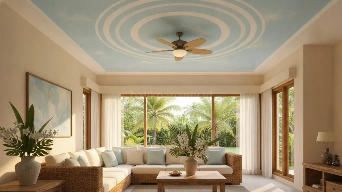 Plafon berwarna lembut menambah kedalaman visual dan memperkuat karakter desain interior. (BTV/AI)