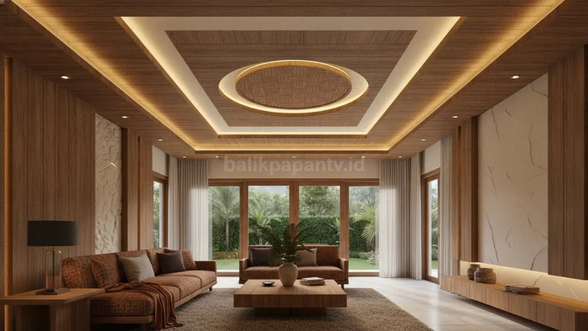 Plafon estetik 2026 dengan cove lighting modern menciptakan ruang hangat dan berkarakter (BTV/Ai)