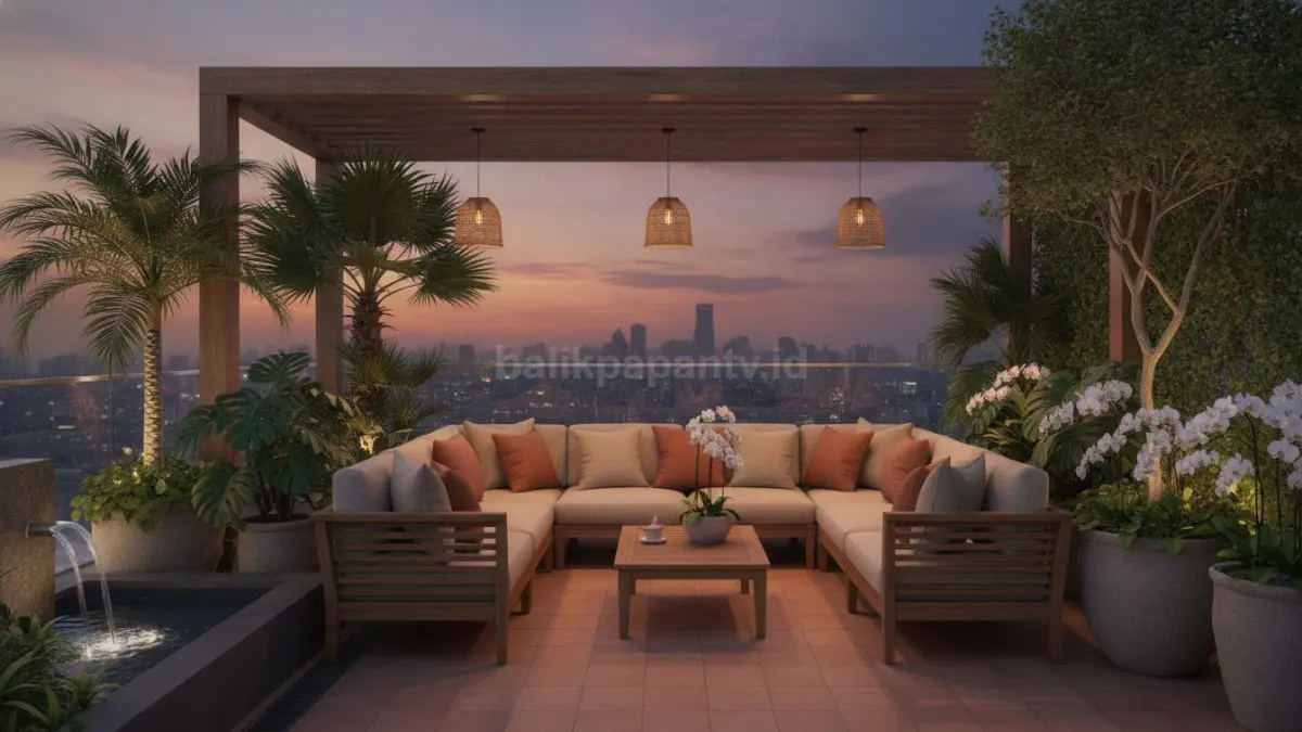Rooftop garden area santai keluarga menghadirkan suasana hangat, nyaman, dan asri untuk berkumpul bersama. (BTV/Ai)
