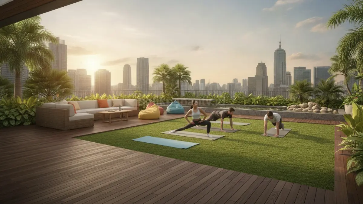 Area rooftop untuk yoga dan olahraga ringan menghadirkan ruang sehat dengan suasana terbuka nyaman. (BTV/Ai)
