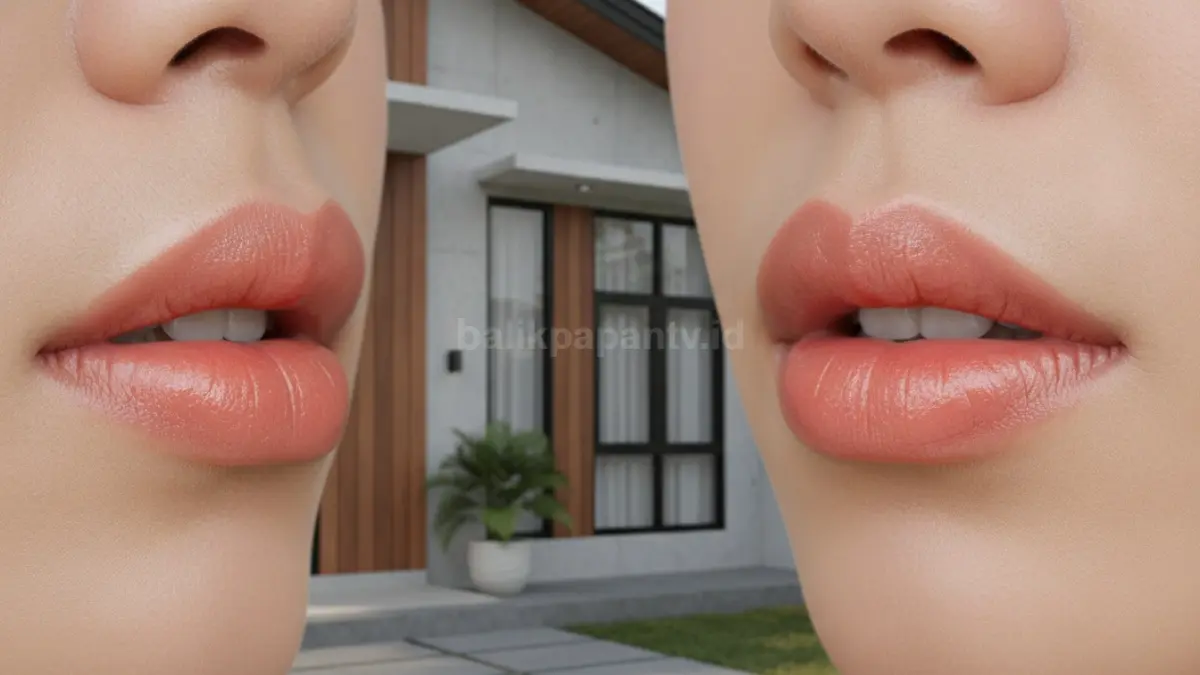 Bibir sehat tanpa lipstik dengan tampilan alami yang segar dan terawat sepanjang hari.
