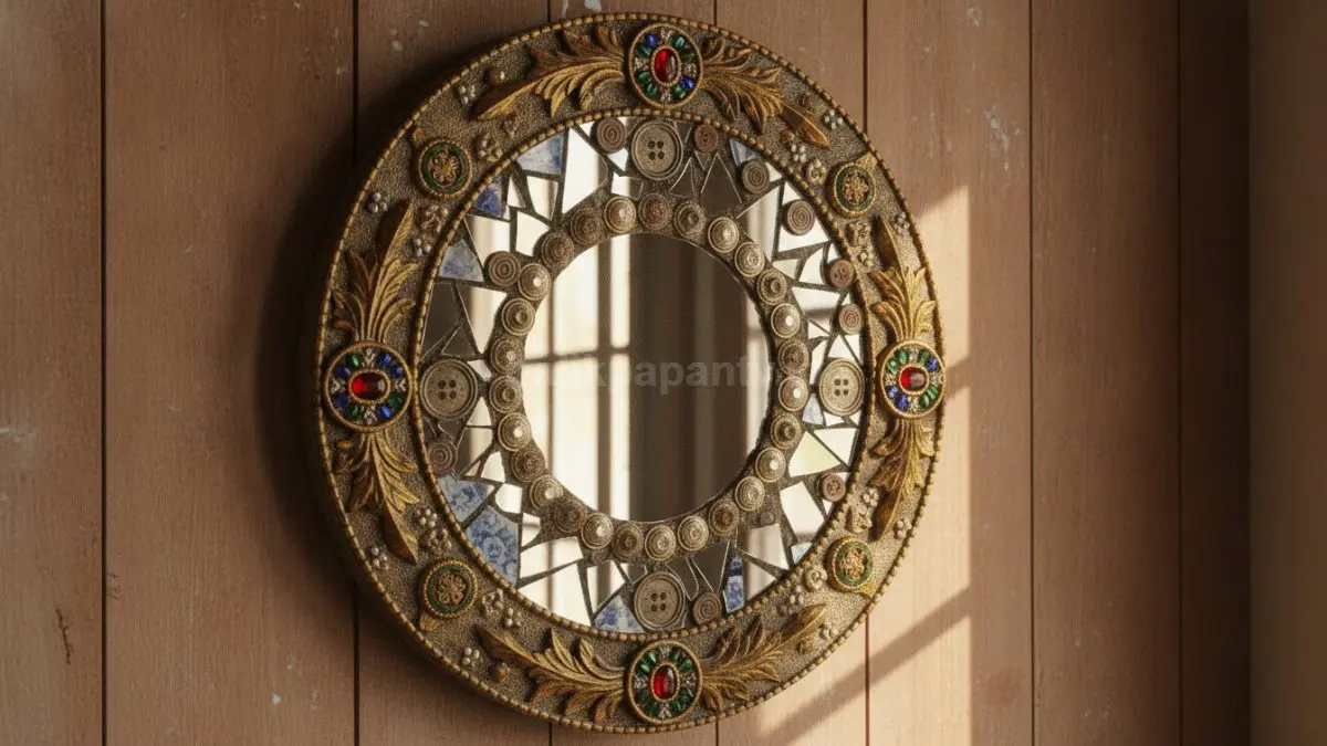 Gaya vintage artistik memadukan cermin dan ornamen klasik, menciptakan dekorasi hangat serta personal.  (BTV/AI)