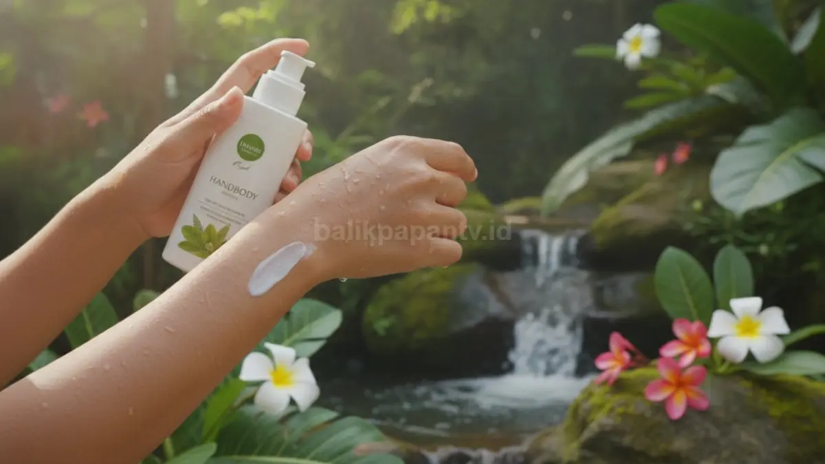 Handbody digunakan pada kulit tubuh untuk membantu menjaga kelembapan dan perlindungan harian.