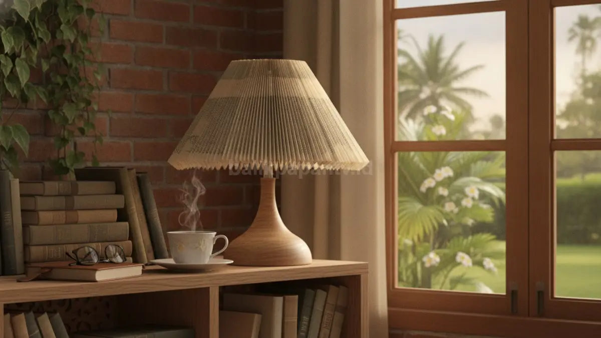 Lampu aksen rak buku menyatukan koleksi bacaan dengan dekorasi multifungsi yang menarik visual.  (BTV/AI)