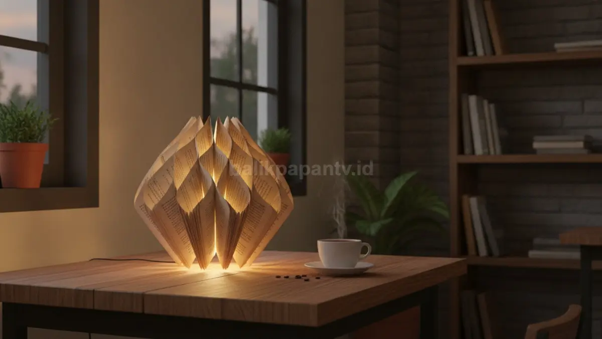 Lampu dekoratif kafe rumahan memadukan daur ulang, pencahayaan hangat, dan identitas ruang unik.  (BTV/AI)