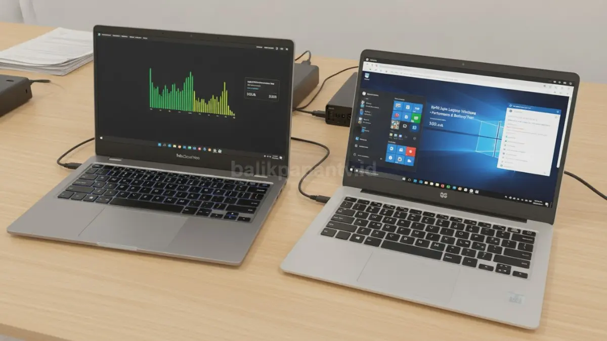 MacBook Neo berbasis Apple A18 Pro dibandingkan laptop Windows Rp10 jutaan dalam pengujian performa dan baterai. (BTV/Ai)