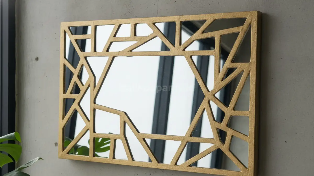 Mirror mosaic geometris modern dengan pola presisi, pantulan dinamis, menghadirkan dekorasi minimalis kontemporer yang menarik.  (BTV/AI)