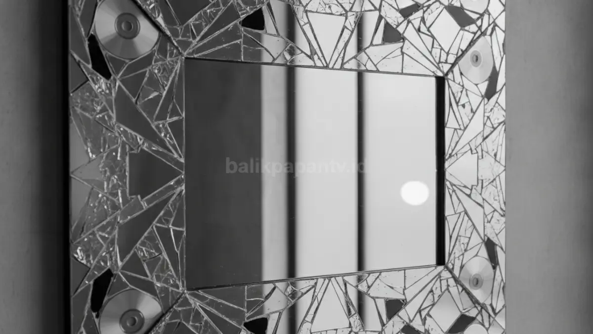 Mirror mosaic monokrom menghadirkan kesan bersih, elegan, modern, dengan refleksi cahaya yang menarik.  (BTV/AI)