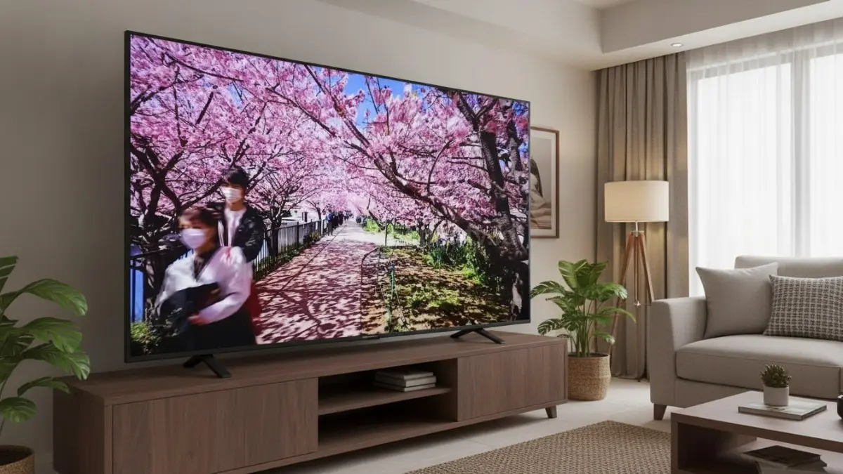 Toshiba 65E450NP PRO menghadirkan Smart TV QLED berlayar besar dengan dukungan fitur AI lengkap, menawarkan kualitas gambar imersif, performa cerdas, dan pengalaman hiburan modern untuk keluarga.(BTV/AI) 