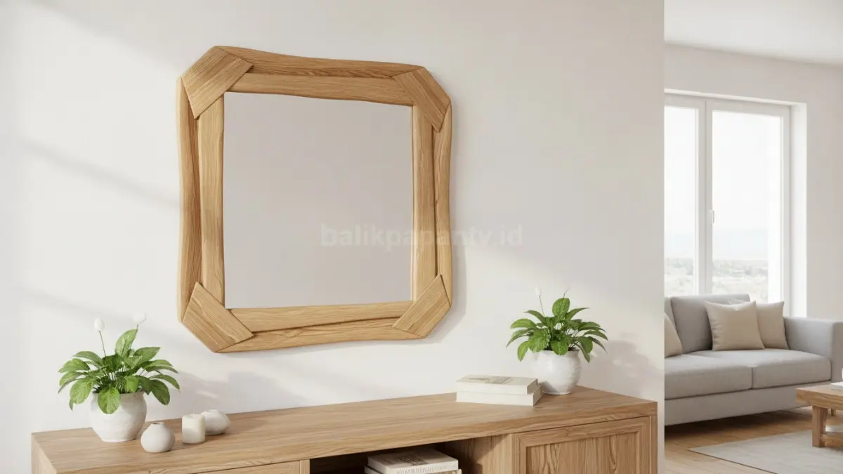 Bingkai kayu natural menghadirkan kesan hangat dan selaras dengan interior bergaya Japandi. (BTV/Ai)