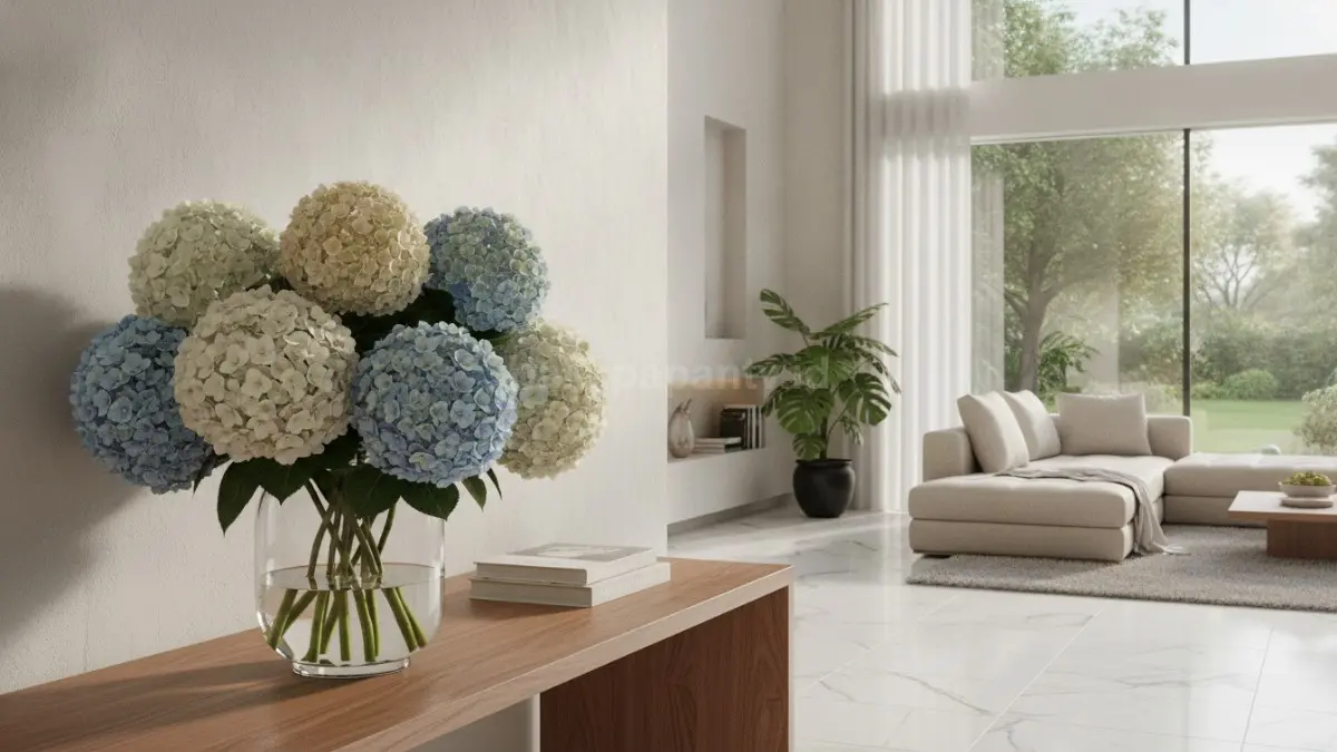 Hydrangea menghadirkan tampilan elegan dengan bunga yang rimbun dan menawan. (BTV/Ai)