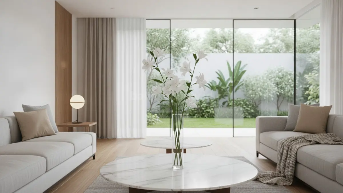 Lily putih menghadirkan kesan mewah dan elegan sebagai dekorasi interior rumah. (BTV/Ai)