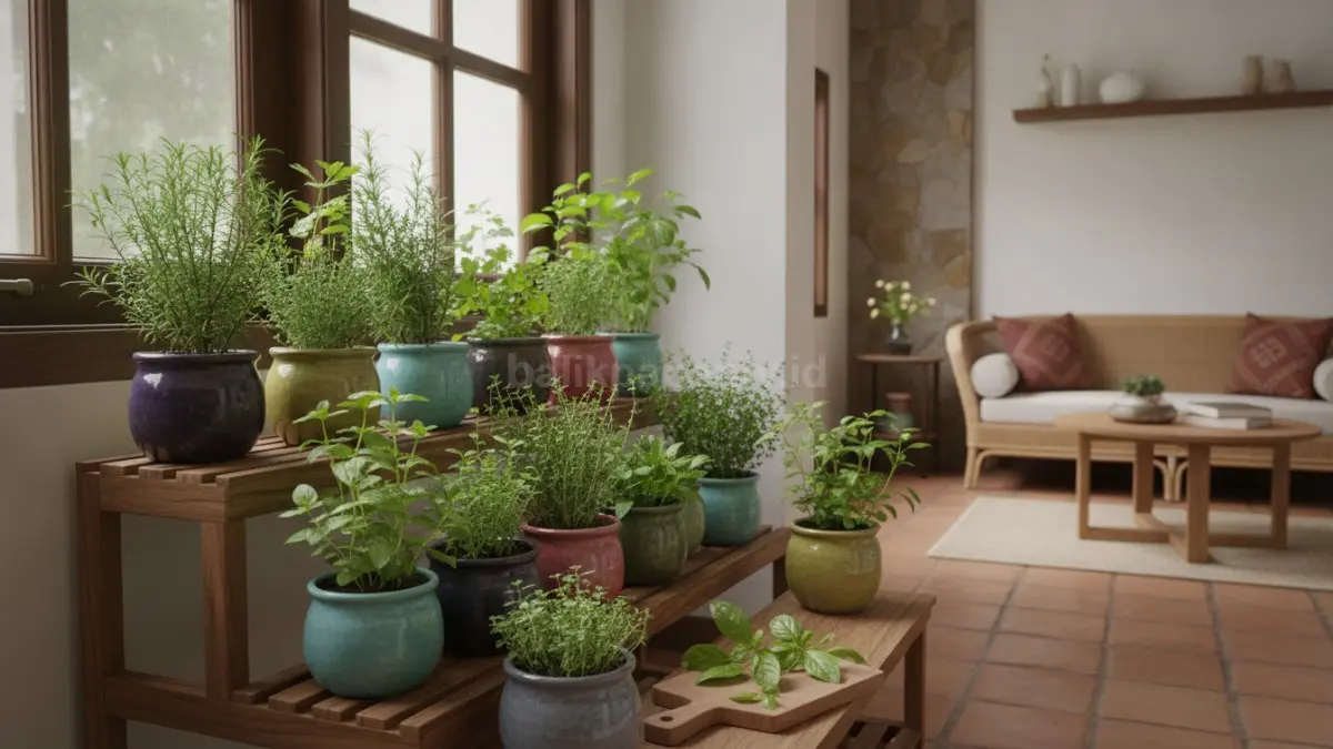 Mini garden tanaman herbal menghadirkan dekorasi hijau sekaligus bahan dapur segar setiap hari.  (BTV/AI)