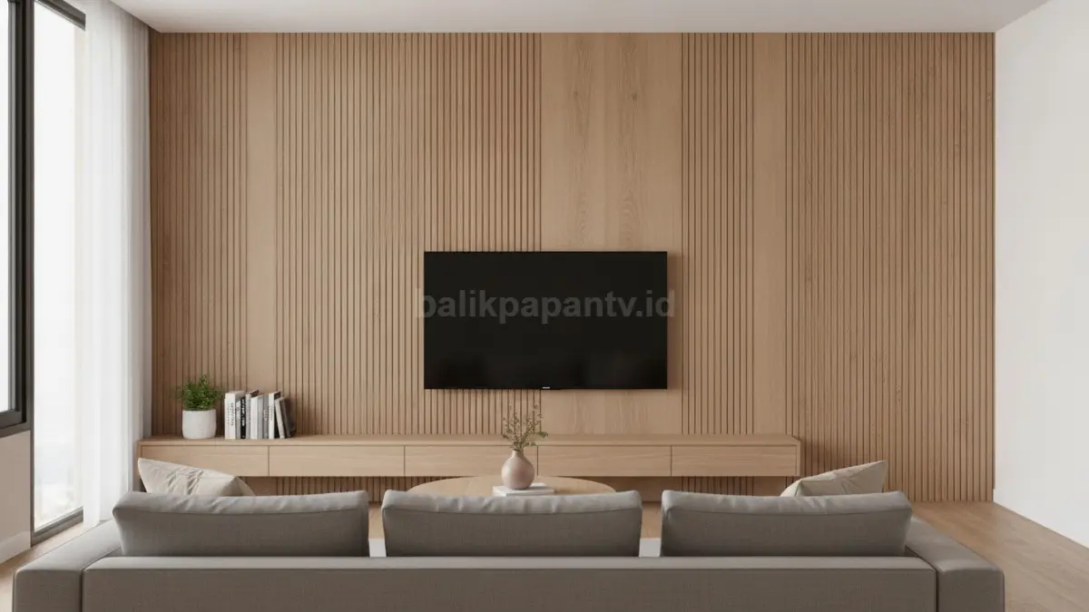 Wall panel garis vertikal menghadirkan kesan modern, membuat ruangan tampak tinggi dan berdimensi elegan. (BTV/Ai)
