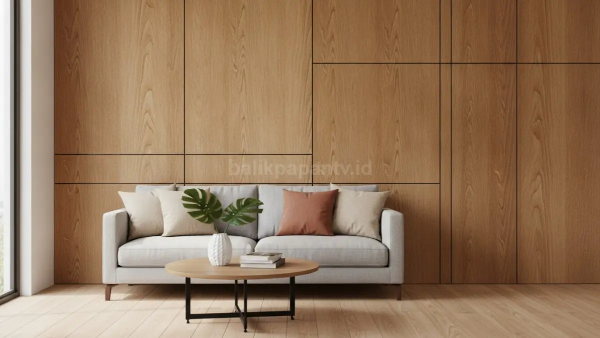 Wall panel modern bernuansa kayu menciptakan ruang minimalis yang hangat dan berkarakter (BTV/Ai)
