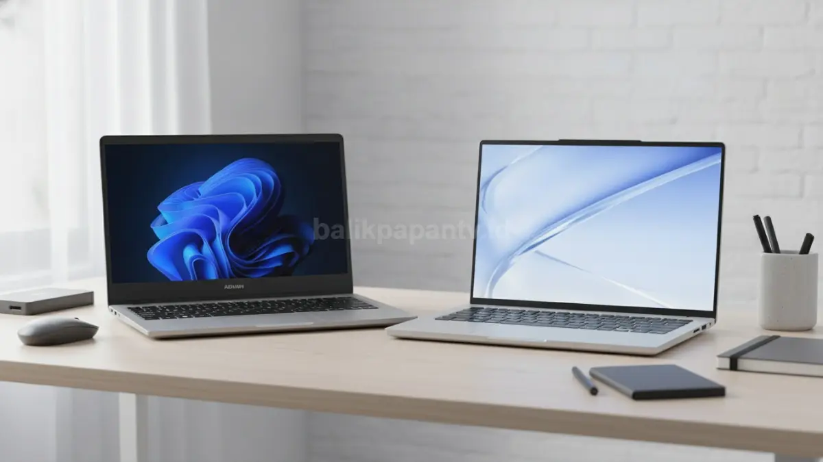 Advan PixelWar Touch dan Infinix XBook B14 dibandingkan untuk produktivitas serta mobilitas. (BTV/Ai)