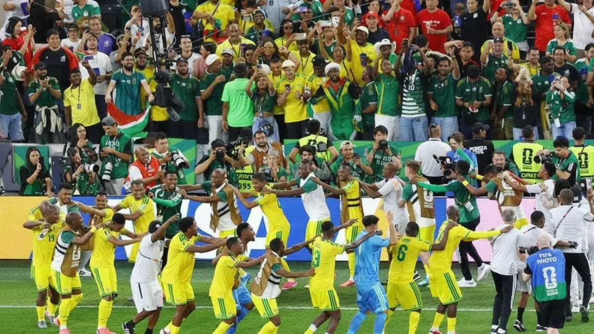 Afrika Selatan merayakan setelah lolos ke babak 32 besar Piala Dunia 2026.(BTV/AI) 