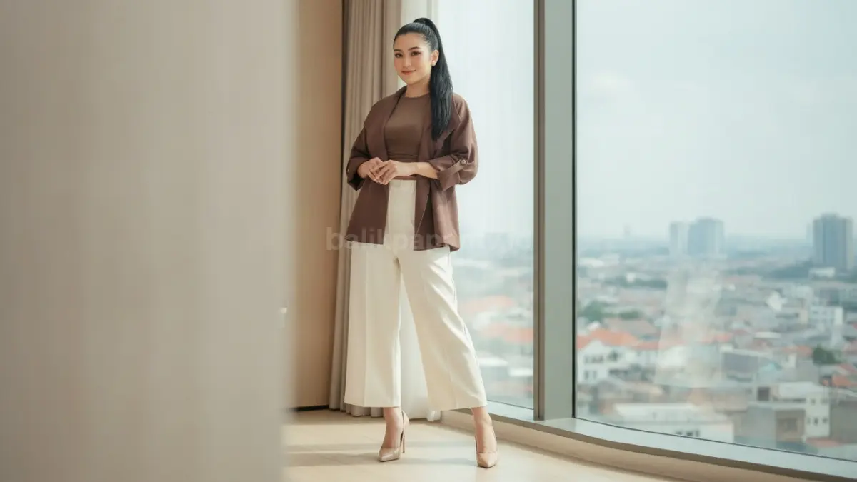 Blazer minimalis memberi kesan elegan, rapi, dan timeless. (BTV/Ai)