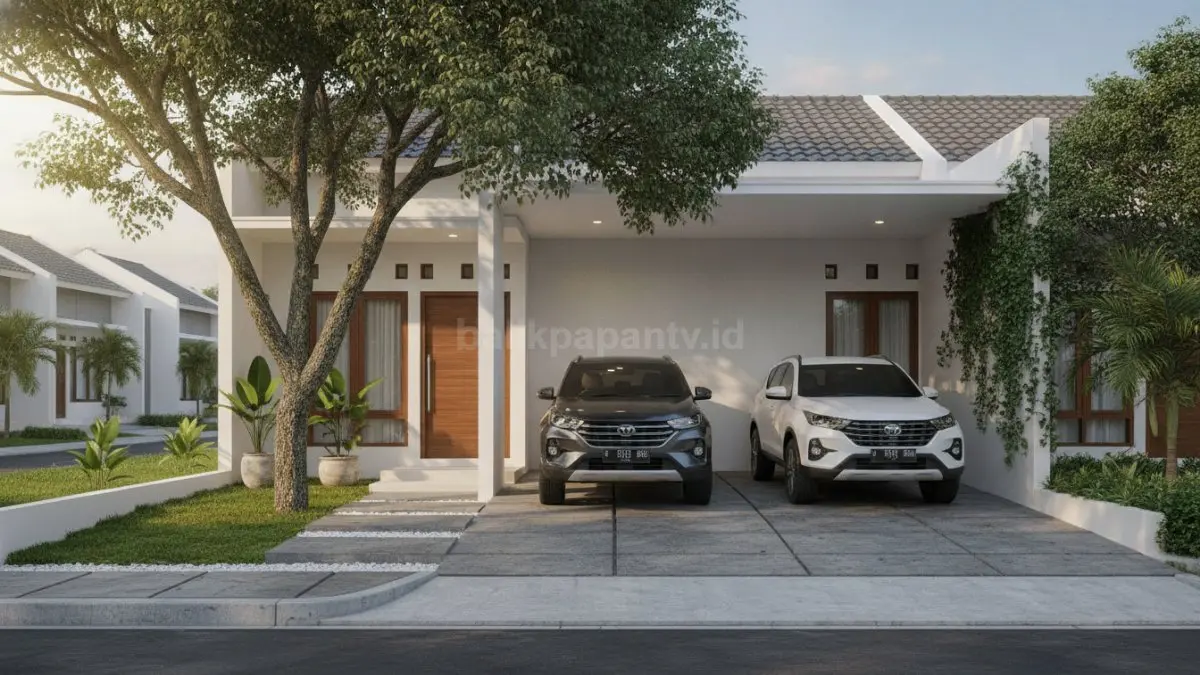 Carport tanpa atap memberi kesan terbuka, luas, dan tetap fungsional. (BTV/Ai)