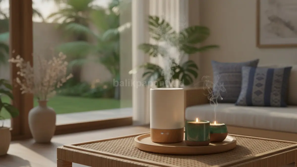 Diffuser ultrasonik modern menyebarkan aroma merata melalui kabut halus, hemat energi, praktis, dan dekoratif. (BTV/AI)
