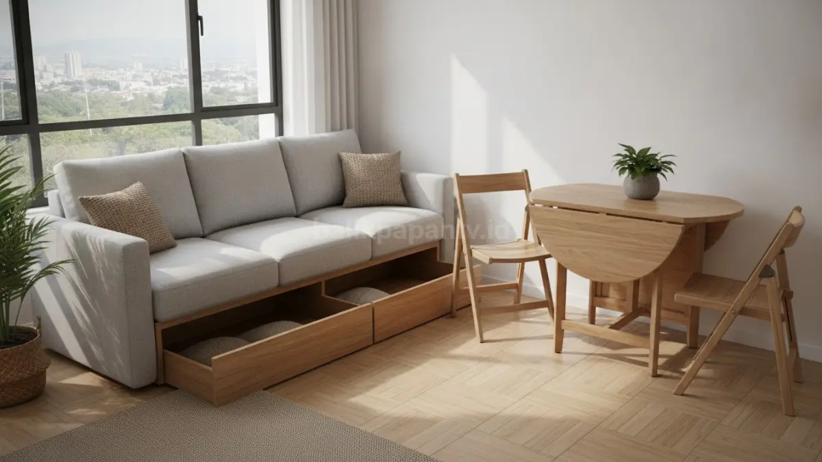 Furnitur multifungsi menghemat ruang sekaligus menjaga rumah tetap rapi dan nyaman. (BTV/Ai)