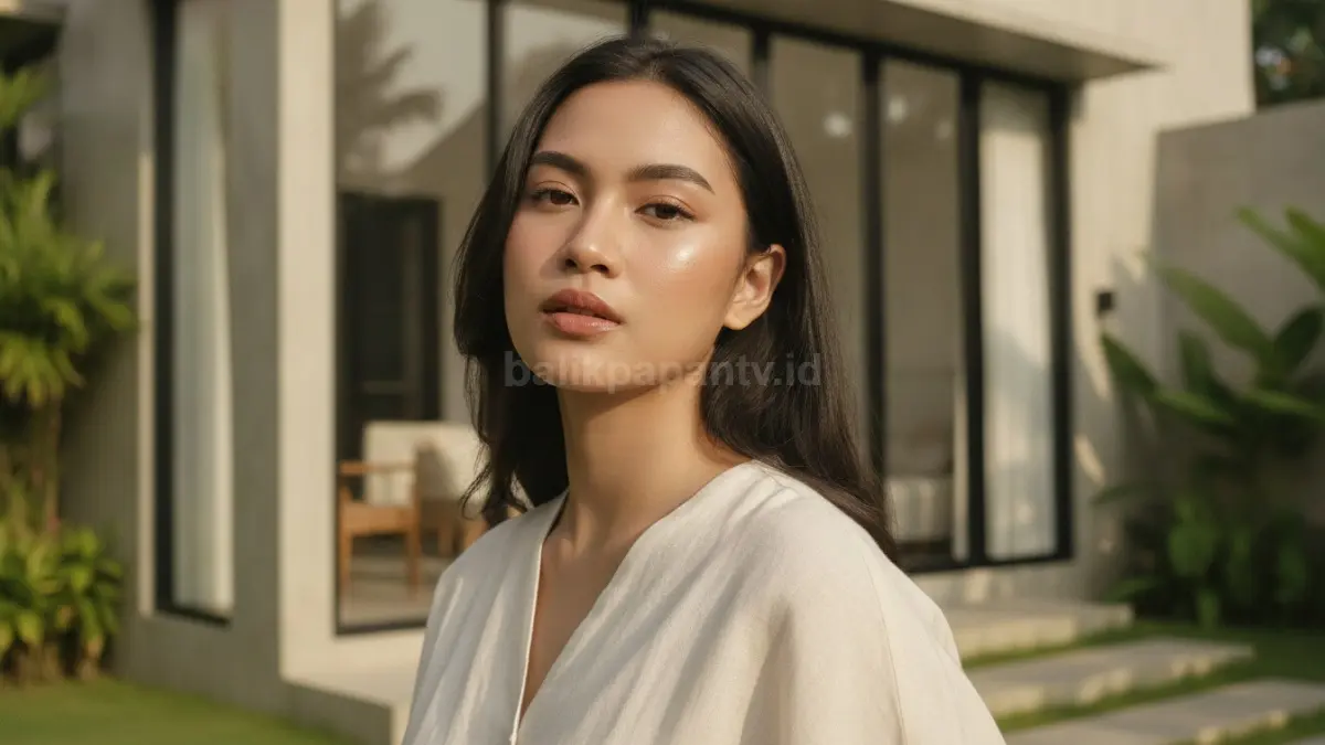 Hasil akhir makeup tipis dengan alis rapi dan lip product bernuansa natural.

