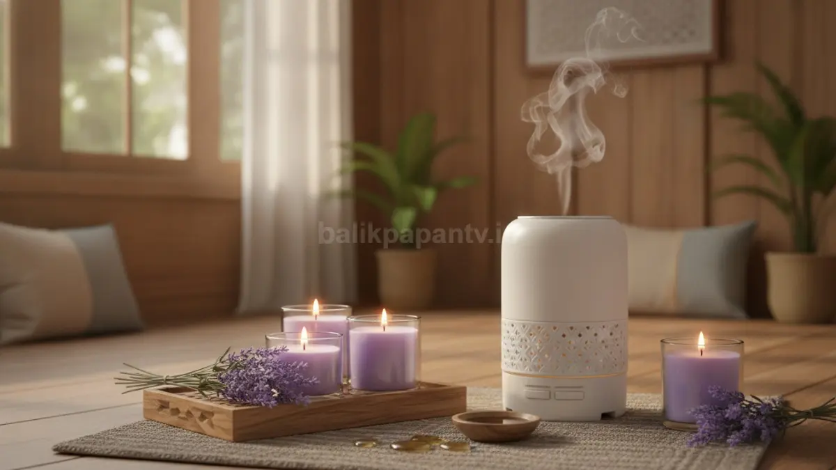 Lilin aromaterapi lavender menghadirkan suasana tenang, nyaman, ideal untuk relaksasi dan waktu istirahat.  (BTV/AI)