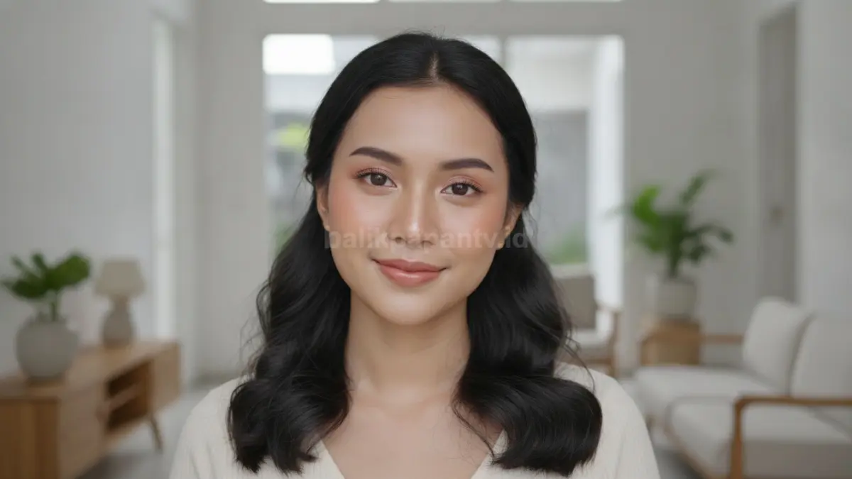 Makeup tipis dengan hasil wajah segar dan natural untuk aktivitas harian.
