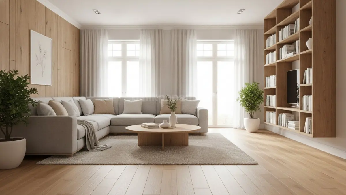 Material kayu alami memperkuat karakter rumah Scandinavian dengan suasana hangat, nyaman, dan elegan setiap hari. (BTV/Ai)
