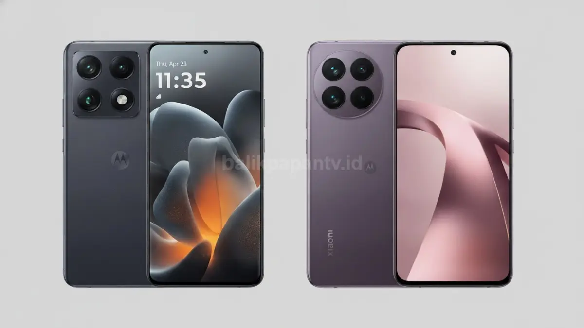 Perbandingan Motorola Signature dan Xiaomi 17T Pro menampilkan desain premium serta fitur flagship killer terbaru 2026. (BTV/Ai)