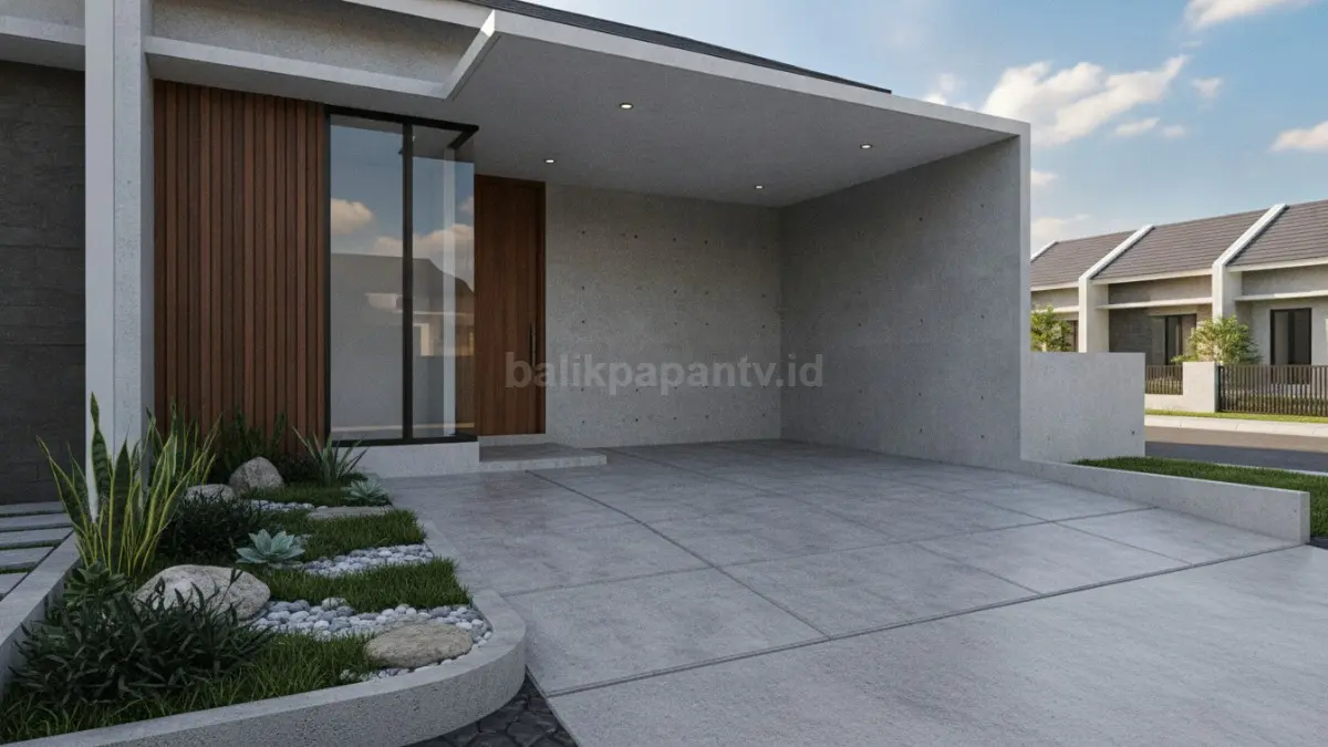 Taman kecil membuat area carport terasa lebih segar, asri, dan estetik. (BTV/Ai)