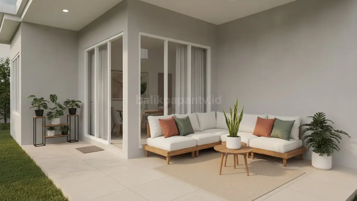 Warna netral membuat teras terasa lebih luas, terang, dan elegan. (BTV/Ai)