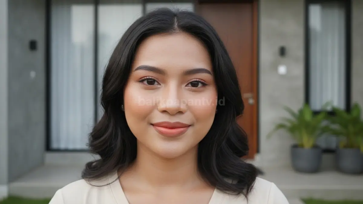 Aplikasi lip tint gradasi menggunakan warna peach dan bata agar bibir tampak lebih berdimensi.
