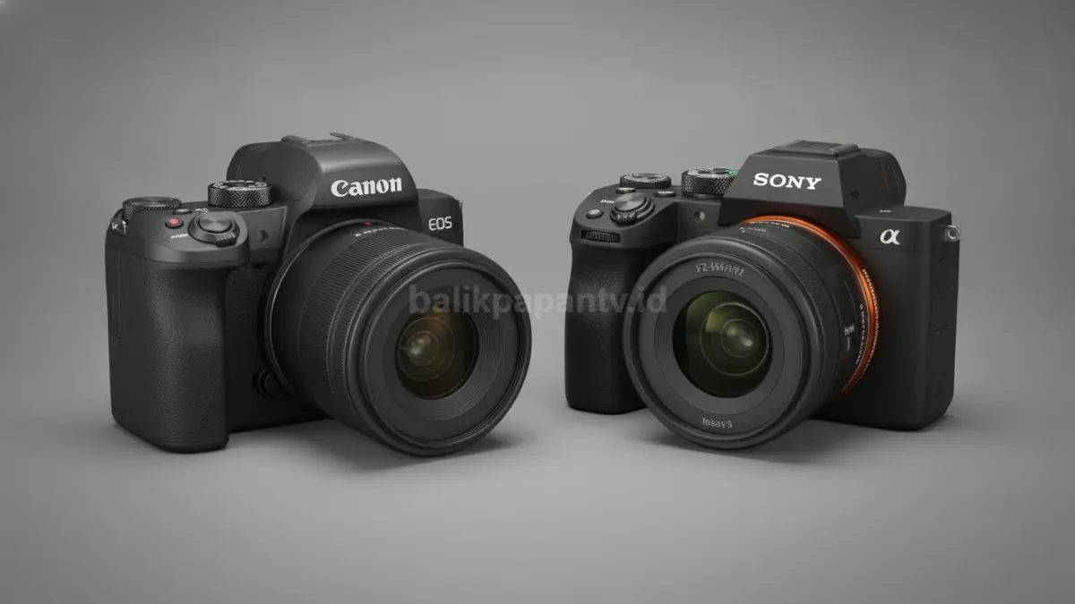 Canon EOS R50 dan Sony A6400 menjadi pilihan menarik bagi pemula serta pembuat konten digital. (BTV/Ai)