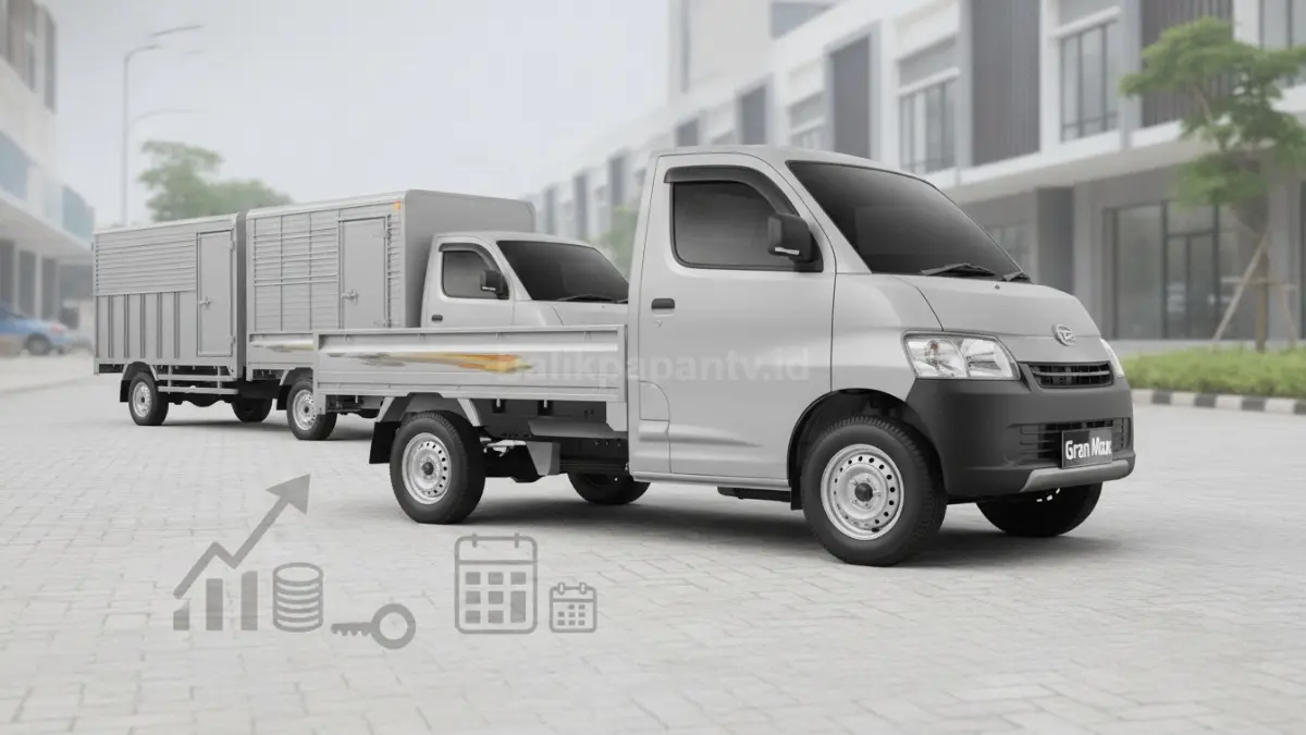 Daihatsu Gran Max Pick Up sebagai kendaraan usaha dengan pilihan karoseri dan simulasi kredit menarik. (BTV/Ai)