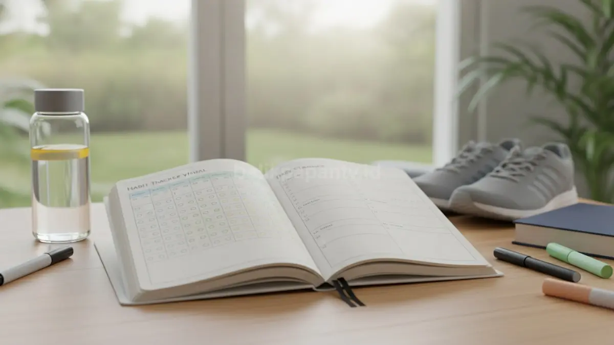 Habit tracker visual berbentuk grid warna untuk memantau kebiasaan harian minum air olahraga membaca (BTV/Ai)
