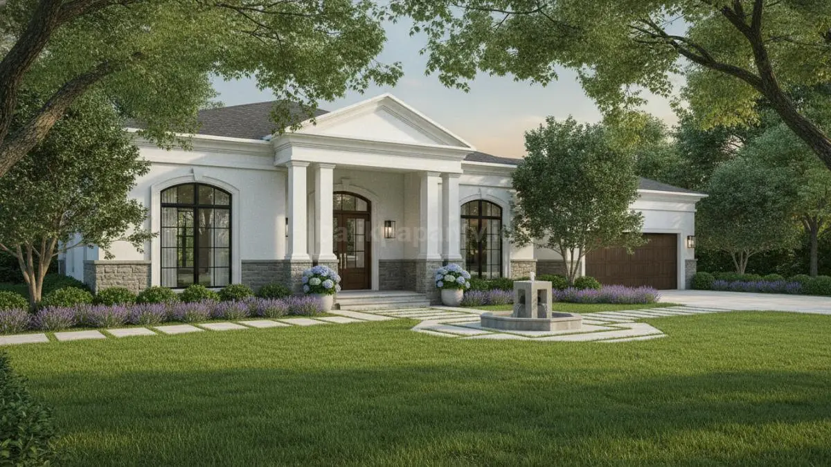 Halaman depan yang tertata rapi dengan taman hijau semakin memperkuat kesan megah dan elegan rumah klasik. (BTV/Ai)