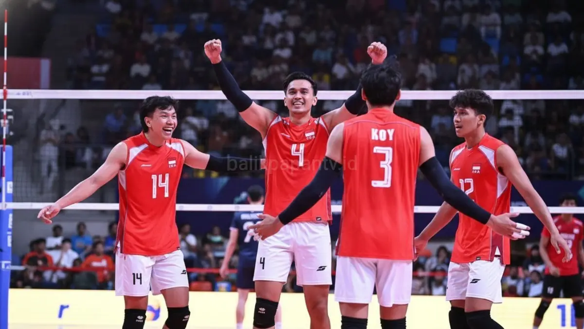 Kemenangan bersejarah Timnas voli putra Indonesia di AVC Men’s Cup 2026 menegaskan prestasi dan kebangkitan.(BTV/AI) 