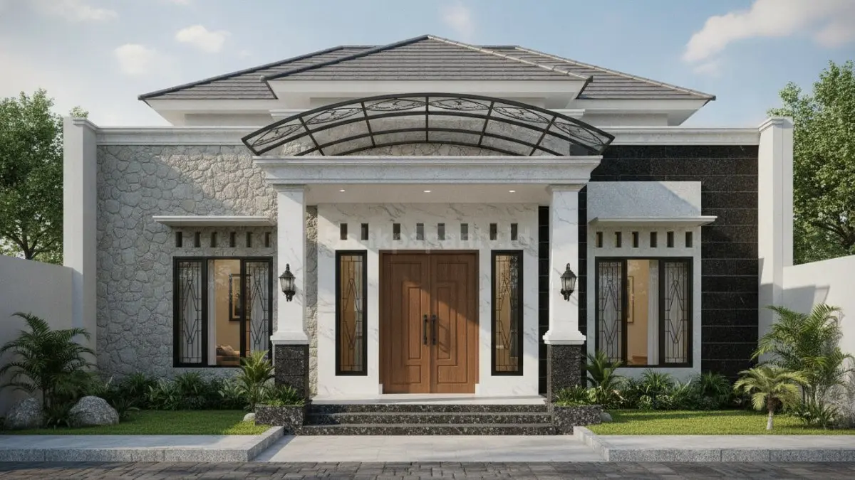 Material berkualitas seperti batu alam, marmer, dan kayu solid menghadirkan kesan mewah sekaligus meningkatkan daya tahan bangunan. (BTV/Ai)
