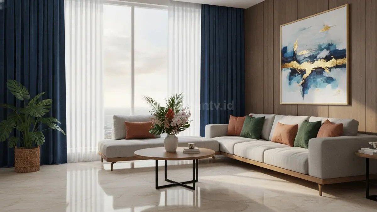 Model gorden terbaru 2026 bernuansa netral dengan desain minimalis elegan mempercantik ruang keluarga modern. (BTV/AI)